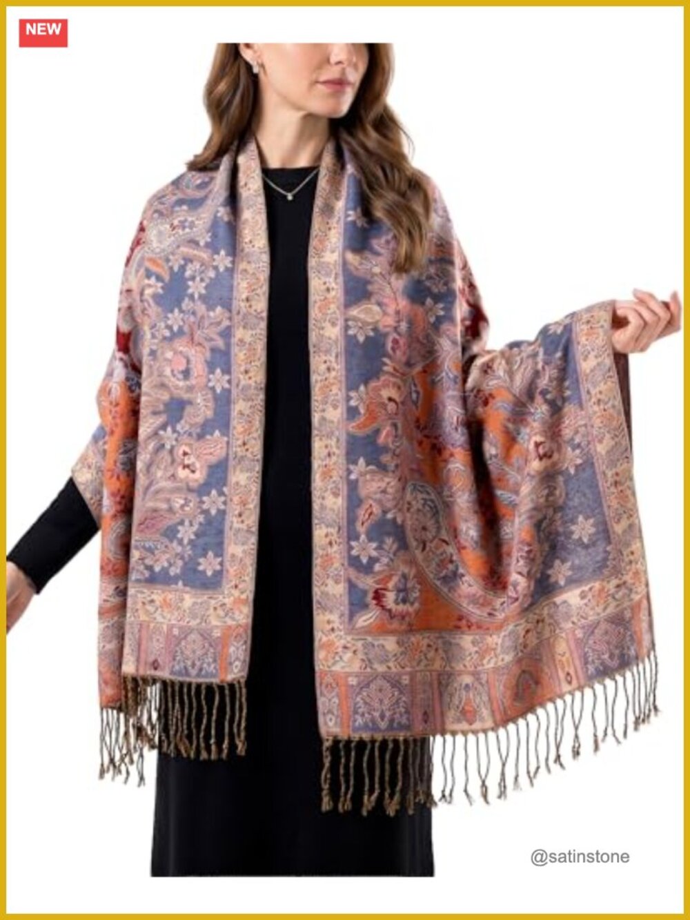 Elegant Paisley Floral Pashmina Shawl Wrap Boho Rave Scarf Festival Travel